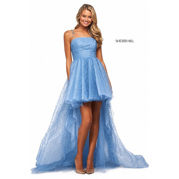 Sherri Hill Dresses & Skirts - SHERRI HILL 53825 Light Blue/Silver Glitter‎ Star High-Low Dress Gown NWT Size 4